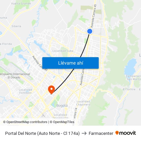 Portal Del Norte (Auto Norte - Cl 174a) to Farmacenter map