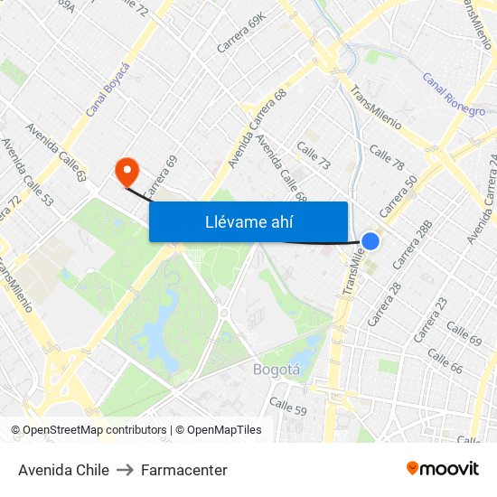 Avenida Chile to Farmacenter map