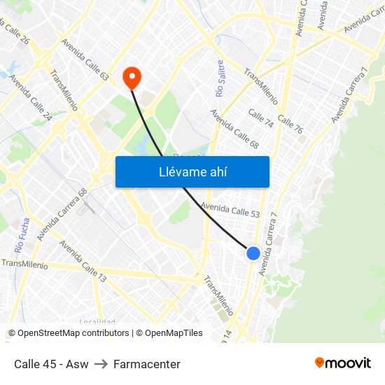 Calle 45 - Asw to Farmacenter map