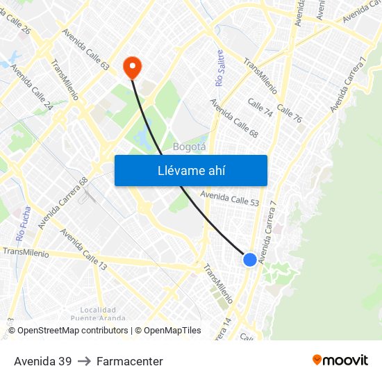 Avenida 39 to Farmacenter map