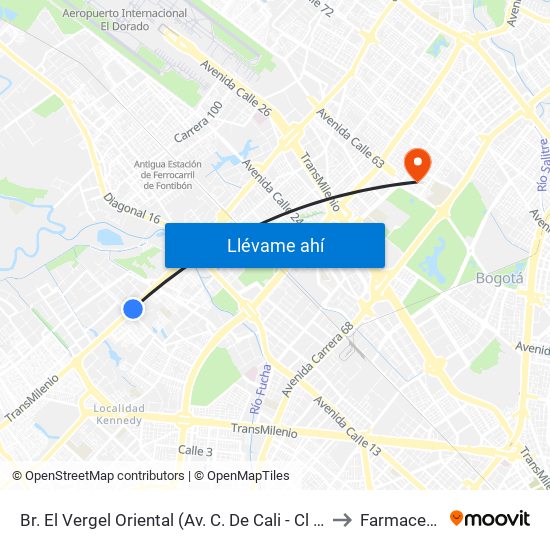 Br. El Vergel Oriental (Av. C. De Cali - Cl 10b) (A) to Farmacenter map