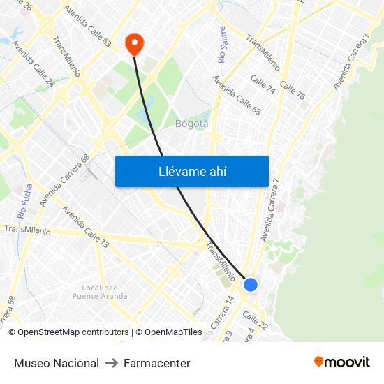 Museo Nacional to Farmacenter map