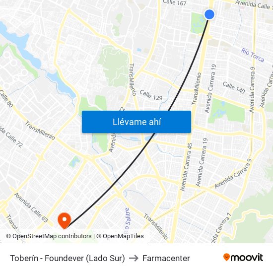 Toberín - Foundever (Lado Sur) to Farmacenter map