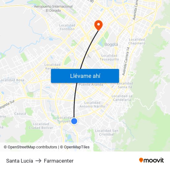 Santa Lucía to Farmacenter map