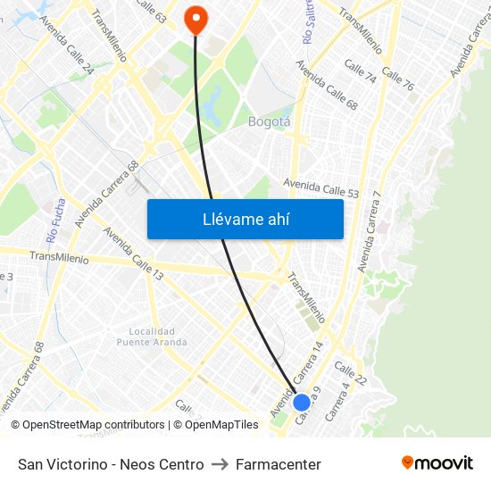 San Victorino - Neos Centro to Farmacenter map