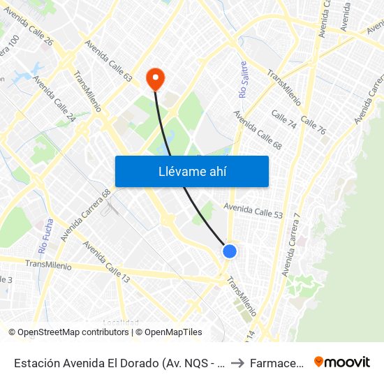 Estación Avenida El Dorado (Av. NQS - Cl 40a) to Farmacenter map