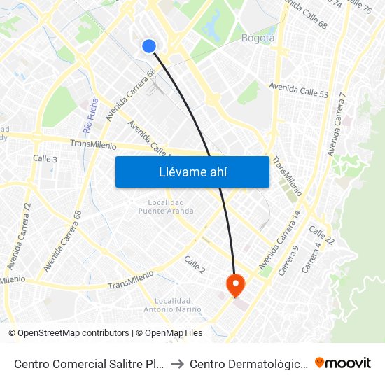 Centro Comercial Salitre Plaza (Av. La Esperanza - Kr 68b) to Centro Dermatológico Federico Lleras Acosta map