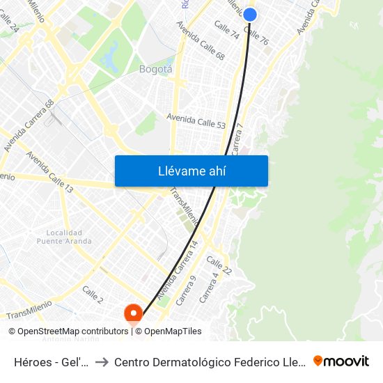 Héroes - Gel'Hada to Centro Dermatológico Federico Lleras Acosta map