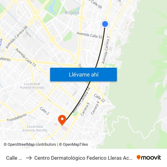 Calle 63 to Centro Dermatológico Federico Lleras Acosta map