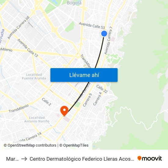 Marly to Centro Dermatológico Federico Lleras Acosta map