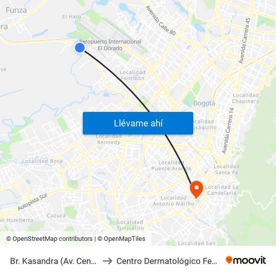 Br. Kasandra (Av. Centenario - Kr 134a) to Centro Dermatológico Federico Lleras Acosta map