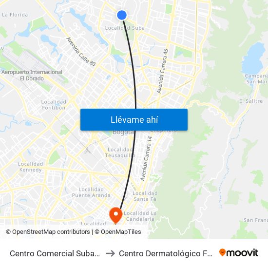 Centro Comercial Subazar (Av. Suba - Kr 91) to Centro Dermatológico Federico Lleras Acosta map
