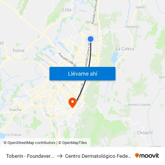 Toberín - Foundever (Lado Norte) to Centro Dermatológico Federico Lleras Acosta map