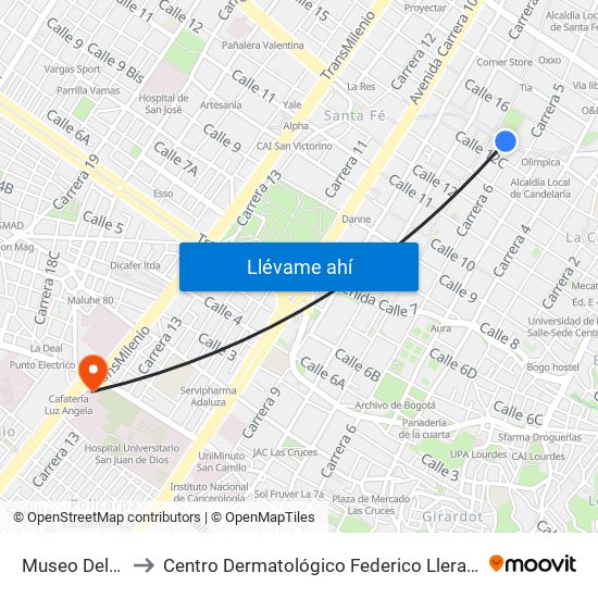 Museo Del Oro to Centro Dermatológico Federico Lleras Acosta map