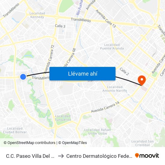 C.C. Paseo Villa Del Río - Madelena to Centro Dermatológico Federico Lleras Acosta map