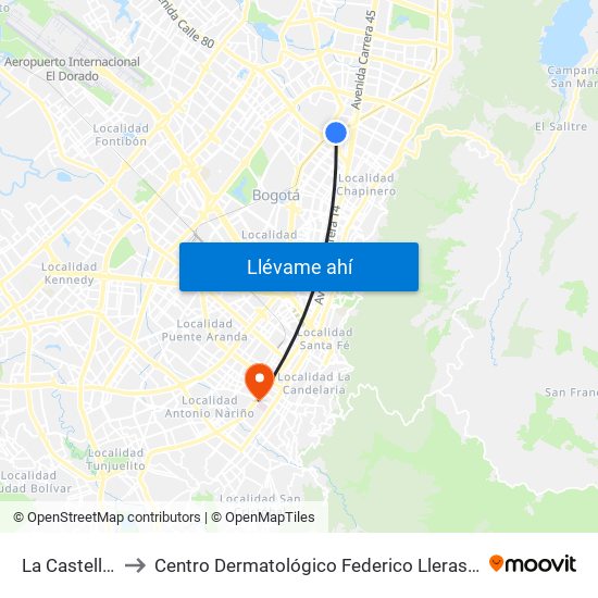 La Castellana to Centro Dermatológico Federico Lleras Acosta map