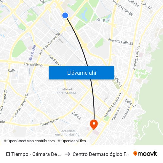 El Tiempo - Cámara De Comercio De Bogotá to Centro Dermatológico Federico Lleras Acosta map