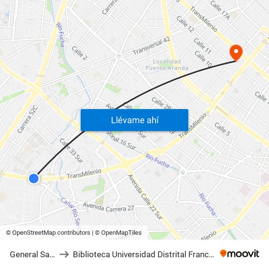 General Santander to Biblioteca Universidad Distrital Francisco José De Caldas map