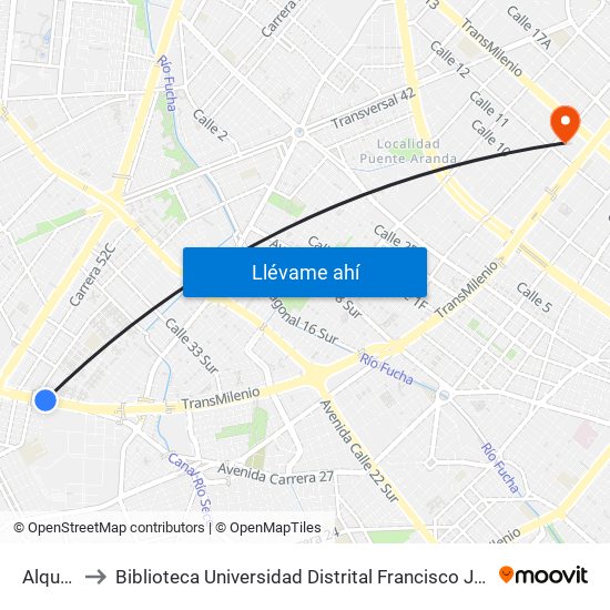 Alquería to Biblioteca Universidad Distrital Francisco José De Caldas map