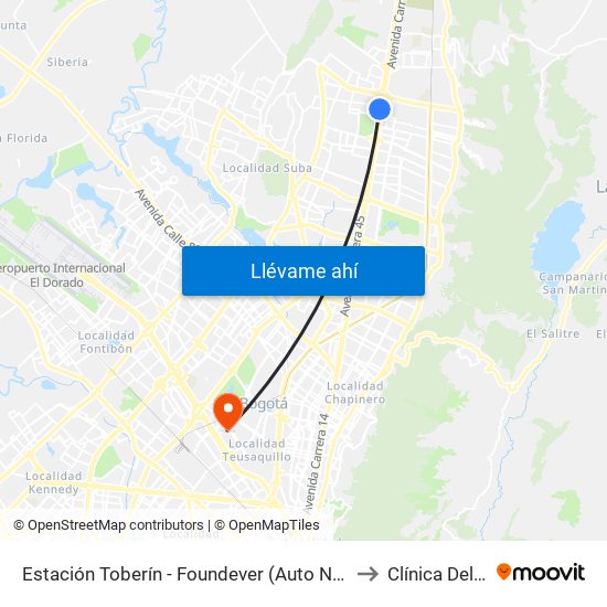 Estación Toberín - Foundever (Auto Norte - Cl 166) to Clínica Del Niño map