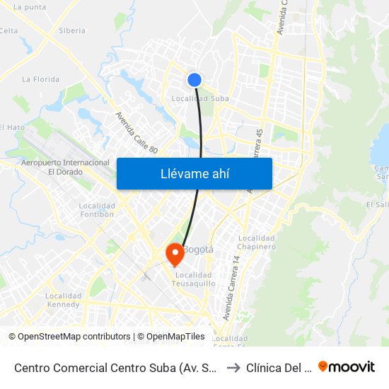 Centro Comercial Centro Suba (Av. Suba - Kr 91) to Clínica Del Niño map