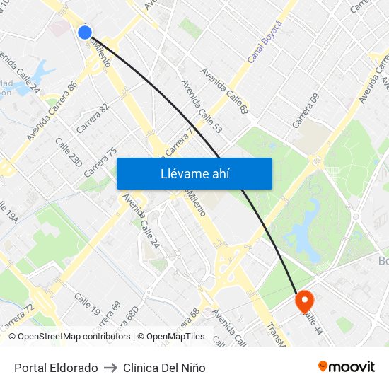 Portal Eldorado to Clínica Del Niño map