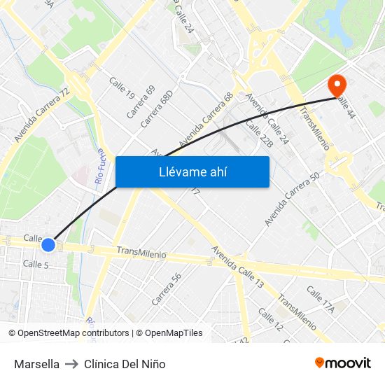 Marsella to Clínica Del Niño map