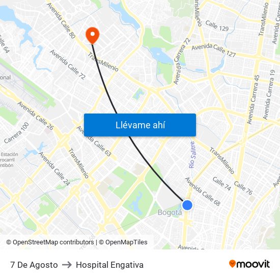 7 De Agosto to Hospital Engativa map