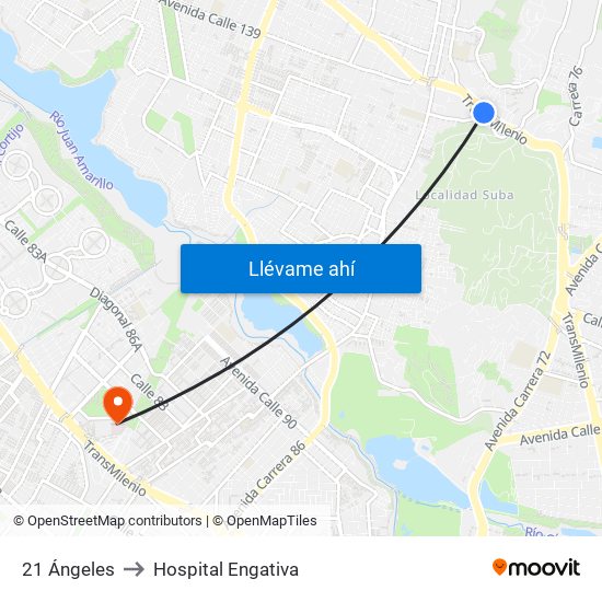 21 Ángeles to Hospital Engativa map