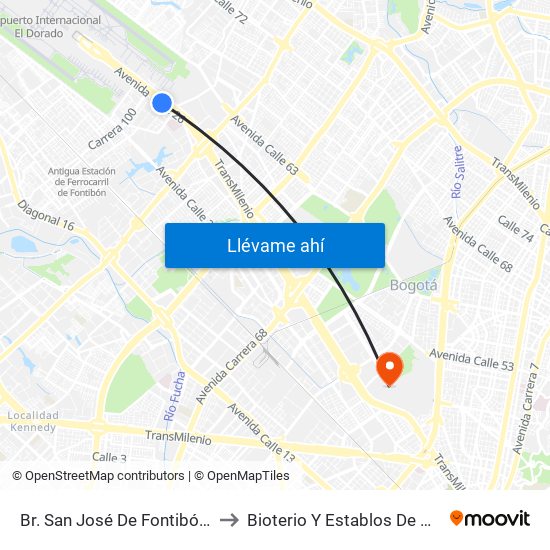 Br. San José De Fontibón (Ac 26 - Kr 96a) to Bioterio Y Establos De Producción (561c) map