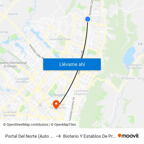 Portal Del Norte (Auto Norte - Cl 174a) to Bioterio Y Establos De Producción (561c) map