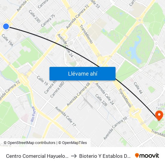 Centro Comercial Hayuelos (Av. C. De Cali - Cl 20) to Bioterio Y Establos De Producción (561c) map