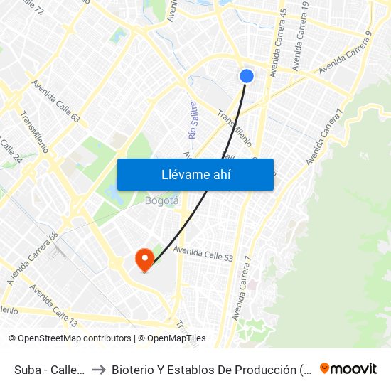 Suba - Calle 95 to Bioterio Y Establos De Producción (561c) map