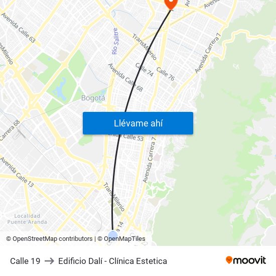 Calle 19 to Edificio Dalí - Clínica Estetica map