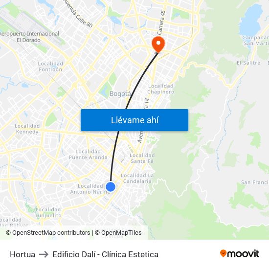 Hortua to Edificio Dalí - Clínica Estetica map