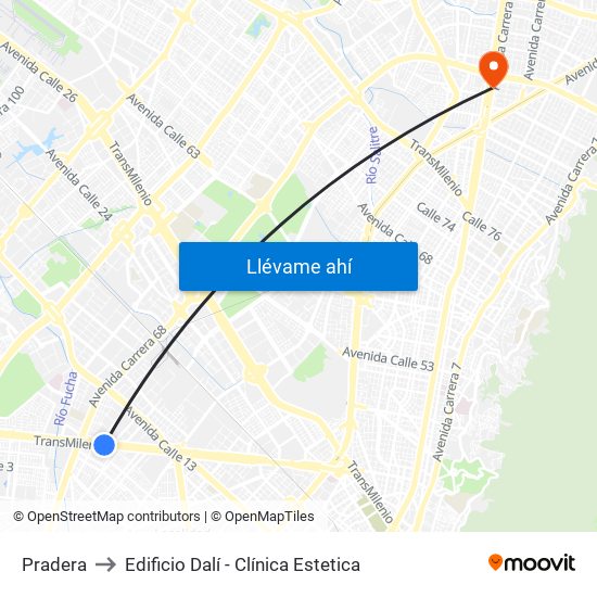 Pradera to Edificio Dalí - Clínica Estetica map