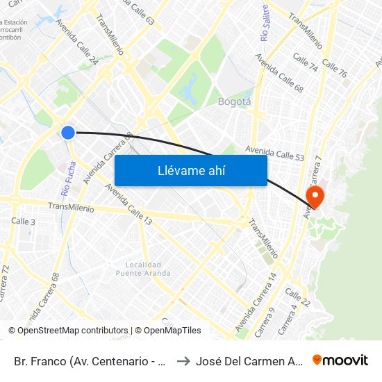 Br. Franco (Av. Centenario - Kr 69b) to José Del Carmen Acosta map