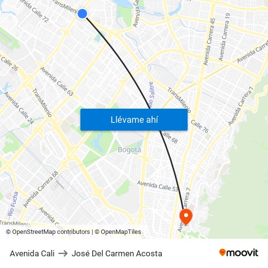 Avenida Cali to José Del Carmen Acosta map