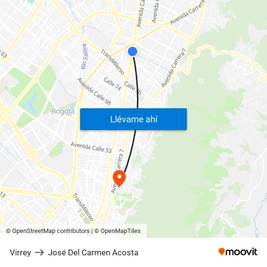 Virrey to José Del Carmen Acosta map