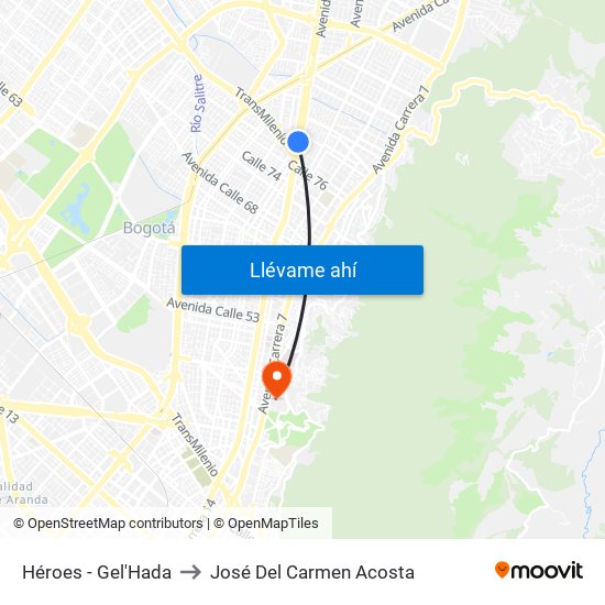 Héroes - Gel'Hada to José Del Carmen Acosta map