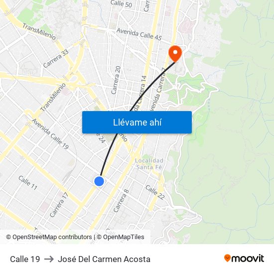 Calle 19 to José Del Carmen Acosta map