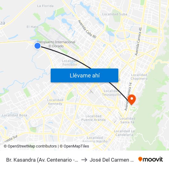 Br. Kasandra (Av. Centenario - Kr 134a) to José Del Carmen Acosta map