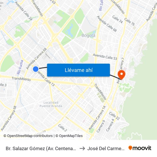 Br. Salazar Gómez (Av. Centenario - Kr 65) (A) to José Del Carmen Acosta map