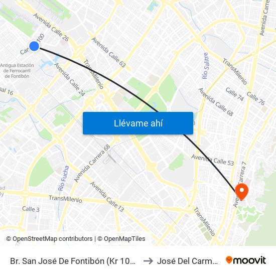 Br. San José De Fontibón (Kr 100 - Av. Esperanza) to José Del Carmen Acosta map