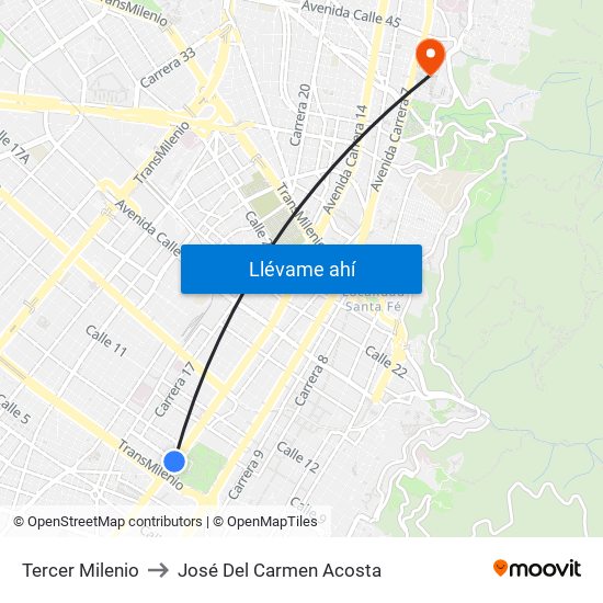 Tercer Milenio to José Del Carmen Acosta map