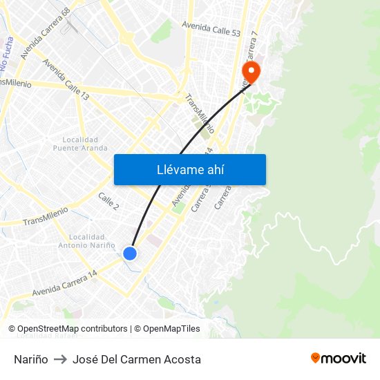 Nariño to José Del Carmen Acosta map