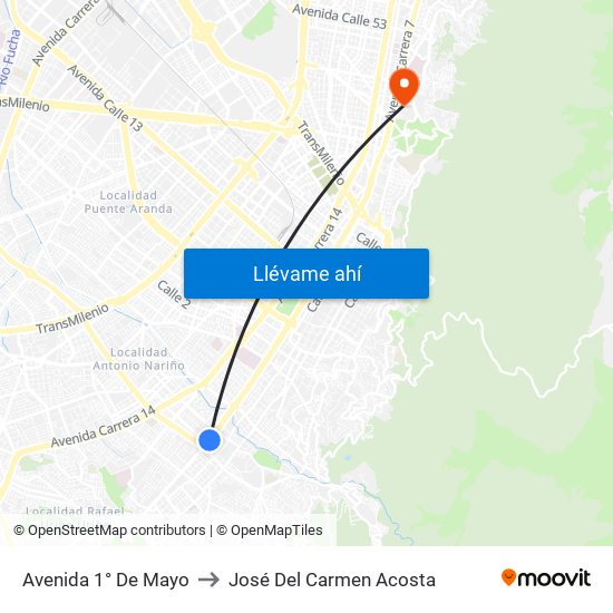 Avenida 1° De Mayo to José Del Carmen Acosta map