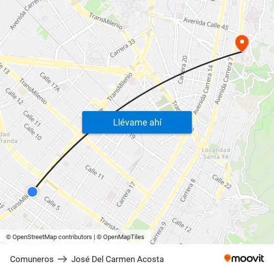 Comuneros to José Del Carmen Acosta map