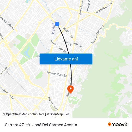 Carrera 47 to José Del Carmen Acosta map