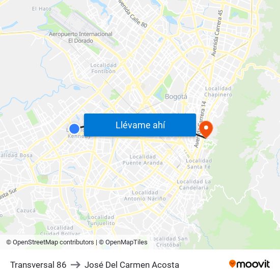 Transversal 86 to José Del Carmen Acosta map